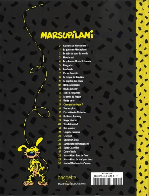 Verso de l'album Marsupilami Tome 15 C'est quoi ce cirque ?