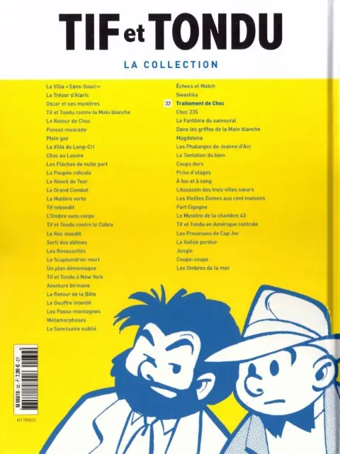 Verso de l'album Tif et Tondu La collection Tome 32 Traitement de Choc