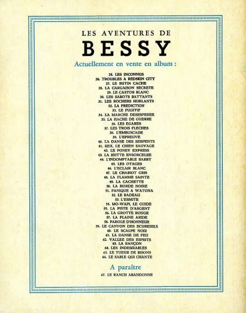 Verso de l'album Bessy Tome 66 Le sable qui chante