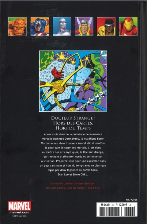 Verso de l'album Marvel Comics - La collection de référence Tome 68 Docteur Strange - Hors des Cartes, Hors du Temps