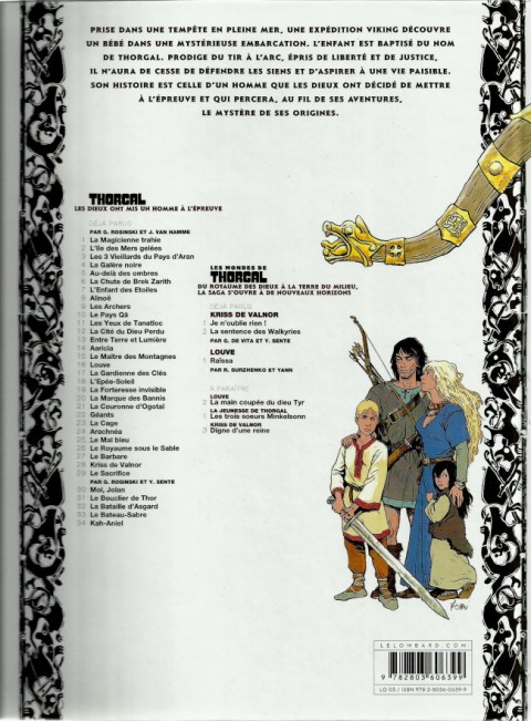 Verso de l'album Thorgal Tome 12 La Cité du Dieu Perdu