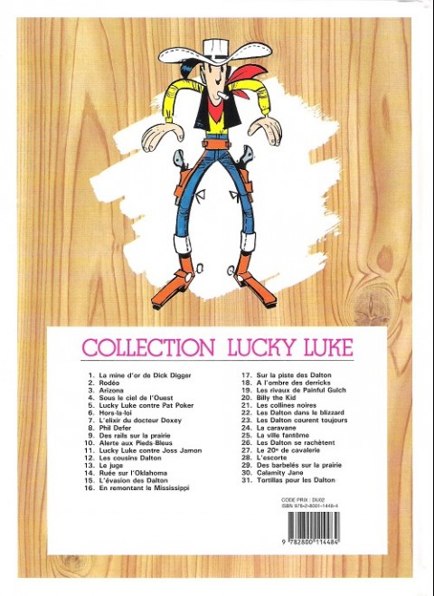 Verso de l'album Lucky Luke Tome 30 Calamity Jane