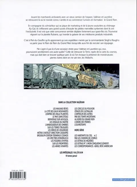 Verso de l'album Valérian Tome 19 Au bord du Grand rien