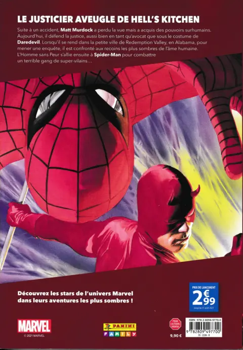 Verso de l'album Marvel - Le côté obscur Tome 2 Daredevil - Unusual suspects