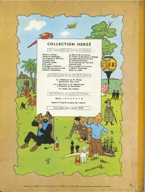 Verso de l'album Tintin Tome 15 Tintin au pays de l'or noir