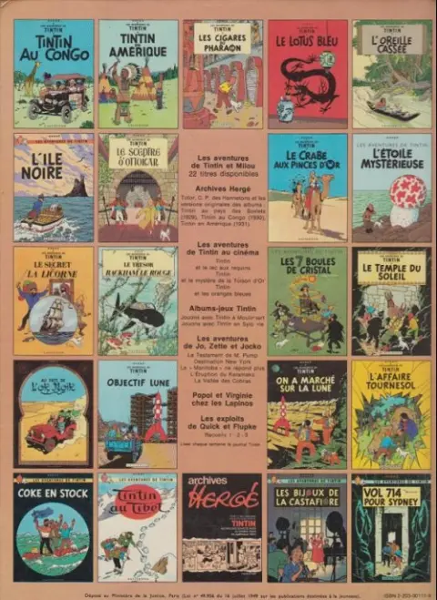 Verso de l'album Tintin Tome 12 Le Trésor de Rackham le Rouge