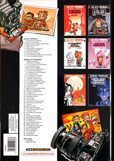 Verso de l'album Le Petit Spirou Tome 8 T'as qu'à t'retenir !