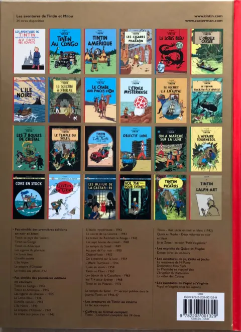 Verso de l'album Tintin Tome 24 Tintin et l'Alph-Art