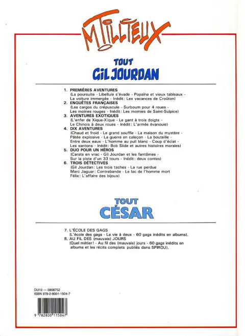 Verso de l'album Gil Jourdan Tout Gil Jourdan Tome 6 Trois détectives
