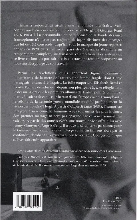 Verso de l'album Hergé - Portrait intime du père de Tintin Hergé intime