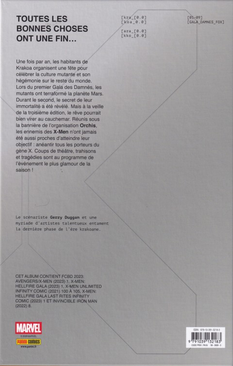 Verso de l'album X-Men: Hellfire Gala Volume 4 Fall of X