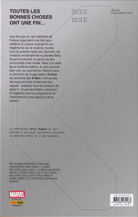 Verso de l'album X-Men: Hellfire Gala Volume 4 Fall of X
