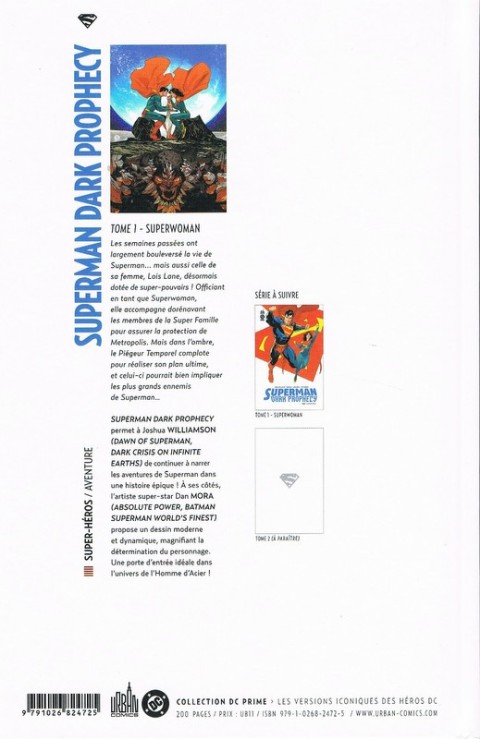 Verso de l'album Superman - Dark Prophecy Tome 1 Superwoman