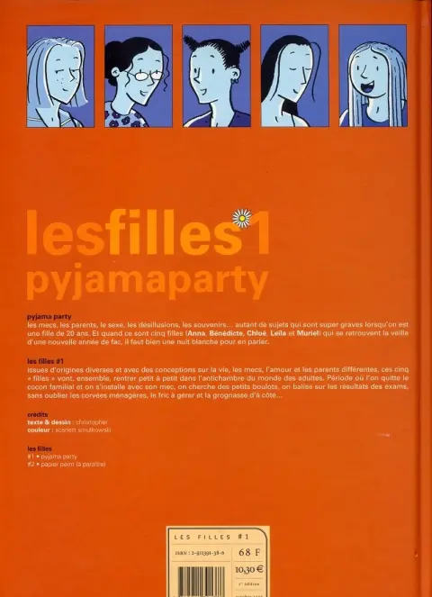 Verso de l'album Les Filles Tome 1 Pyjama party