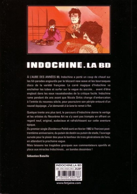 Verso de l'album Indochine. La BD