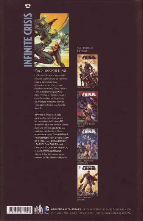 Verso de l'album Infinite Crisis Tome 2 Unis pour le pire