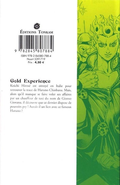 Verso de l'album Jojo's Bizarre Adventure - Golden Wind 1 Gold Experience