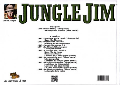 Verso de l'album Jungle Jim 1940 - Peter Stone, l'usurpateur - Sabotage sur le canal (1ère partie)