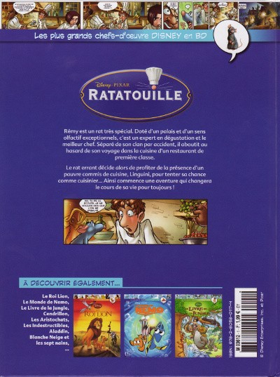 Verso de l'album Les plus grands chefs-d'œuvre Disney en BD Tome 1 Ratatouille