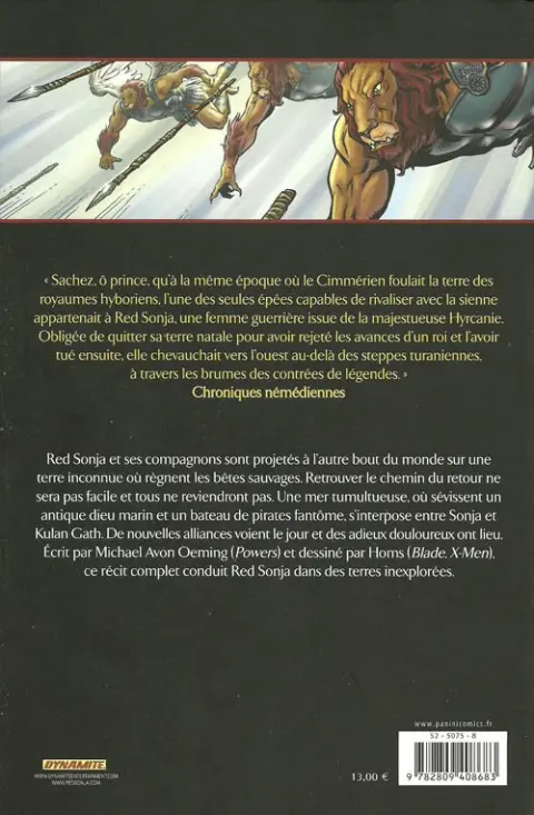 Verso de l'album Red Sonja Tome 7 Les animaux