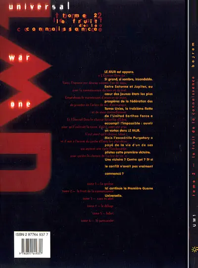 Verso de l'album Universal War One Tome 2 Le fruit de la connaissance