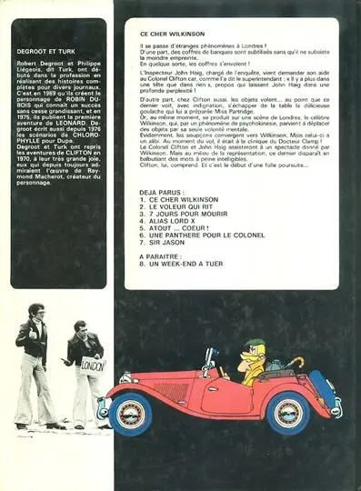 Verso de l'album Clifton Tome 1 Ce cher Wilkinson