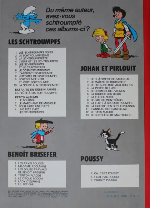Verso de l'album Les Schtroumpfs Tome 5 Les Schtroumpfs et le Cracoucass