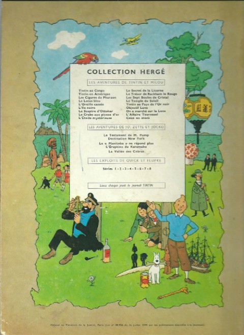 Verso de l'album Tintin Tome 7 L'île noire