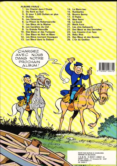 Verso de l'album Les Tuniques Bleues Tome 4 Outlaw