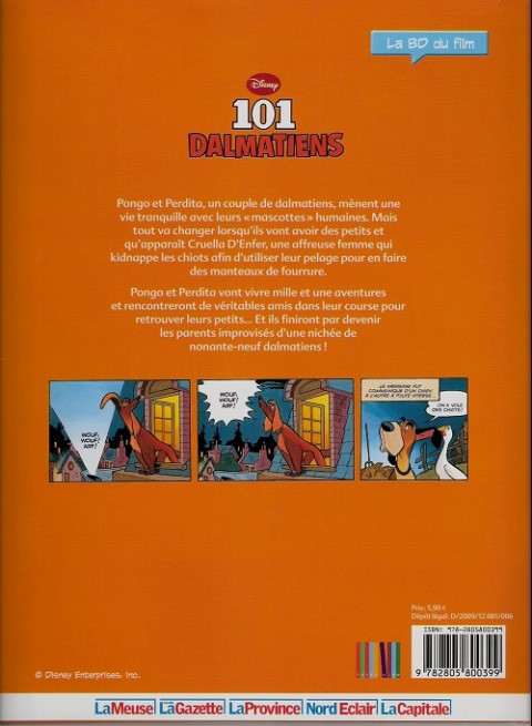 Verso de l'album Disney (La BD du film) Tome 13 101 dalmatiens
