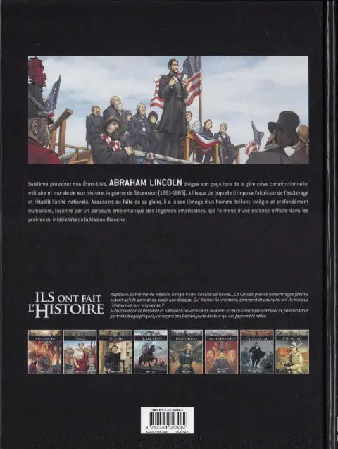 Verso de l'album Ils ont fait l'Histoire Tome 28 Lincoln