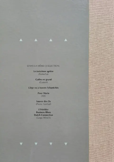 Verso de l'album Largo Winch L'héritier / Le groupe W