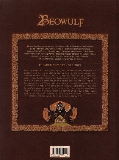 Verso de l'album Beowulf Tome 1 Premier combat - Grendel