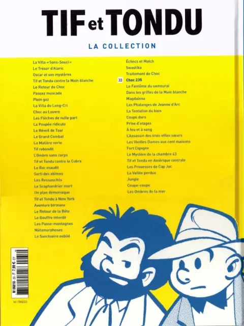 Verso de l'album Tif et Tondu La collection Tome 33 Choc 235