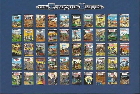 Verso de l'album Les Tuniques Bleues Cinq ans de guerre, 50 albums !