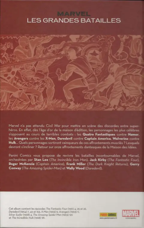 Verso de l'album Marvel : Les Grandes Batailles