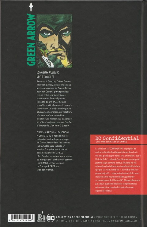 Verso de l'album DC Confidential 3 Green Arrow : Les prédateurs