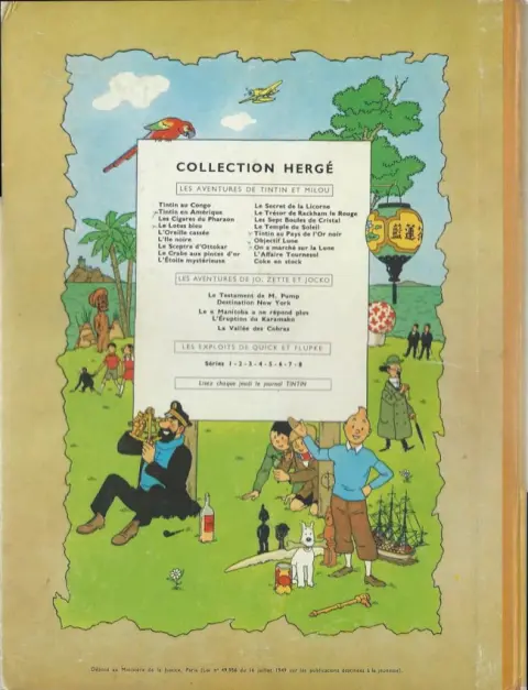 Verso de l'album Tintin Tome 15 Tintin au pays de l'or noir