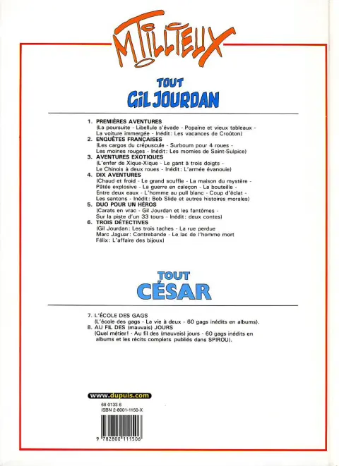 Verso de l'album Gil Jourdan Tout Gil Jourdan Tome 2 Enquêtes françaises