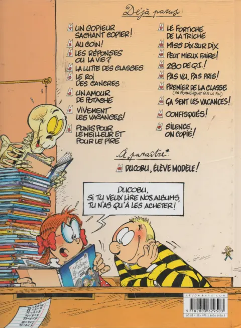 Verso de l'album L'Élève Ducobu Tome 14 Premier de la classe