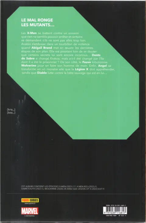 Verso de l'album Destiny of X Volume 15