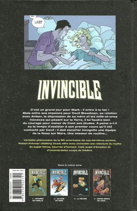 Verso de l'album Invincible Tome 4 Super-héros un jour...
