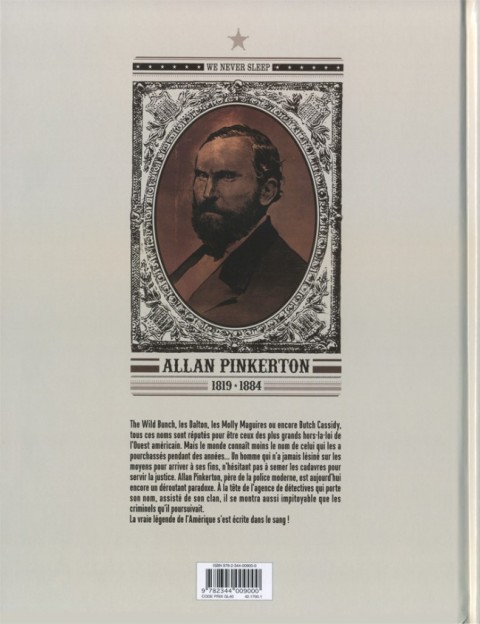 Verso de l'album Pinkerton Tome 4 Dossier Allan Pinkerton - 1884