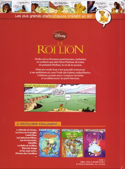 Verso de l'album Les plus grands chefs-d'œuvre Disney en BD Tome 2 Le Roi lion