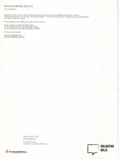Verso de l'album Sonia Sonia Dédicace II