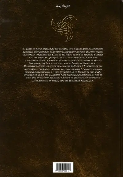 Verso de l'album Les Arcanes de Naheulbeuk Tome 1 Bière, Monstre et Bière