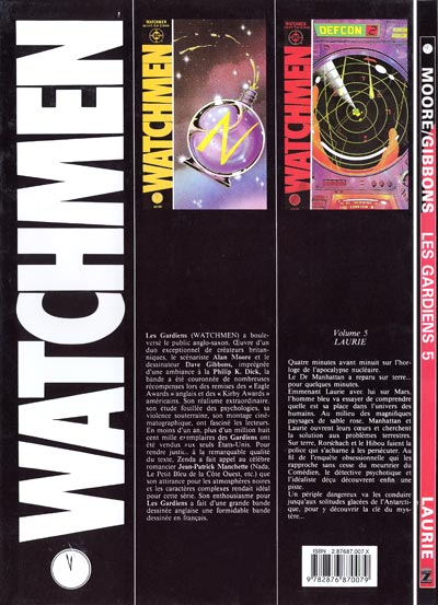 Verso de l'album Watchmen (Les Gardiens) Tome 5 Laurie