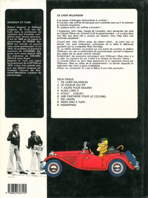 Verso de l'album Clifton Tome 1 Ce cher Wilkinson
