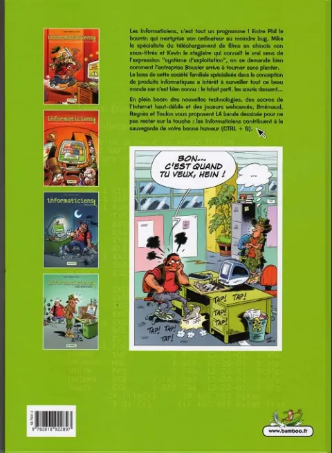 Verso de l'album Les Informaticiens Tome 1 Droit au bug