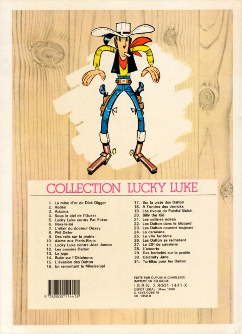 Verso de l'album Lucky Luke Tome 1 La mine d'or de Dick Digger
